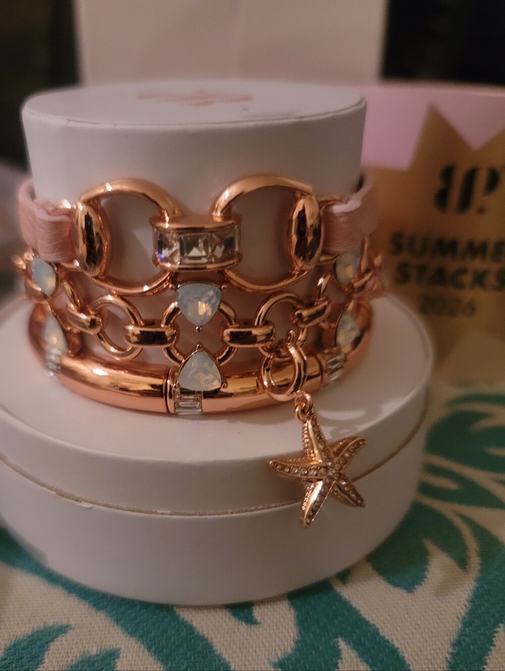 NWT-BP 2026 Summer Stacks- Rosewater Reef. Rose Gold Bracelets w/Opal Accents